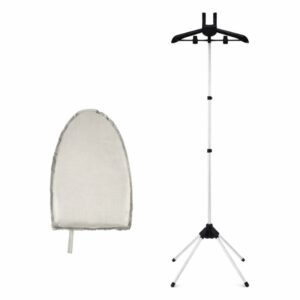 support de repassage vertical réglable avec cintre et gant